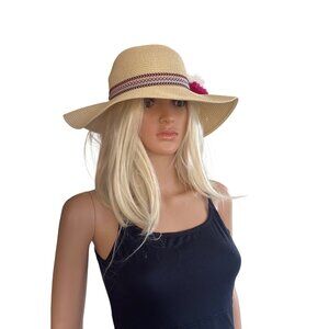 NWOT INC International Concepts Pom-Pom Floppy Hat Natural ONE SIZE